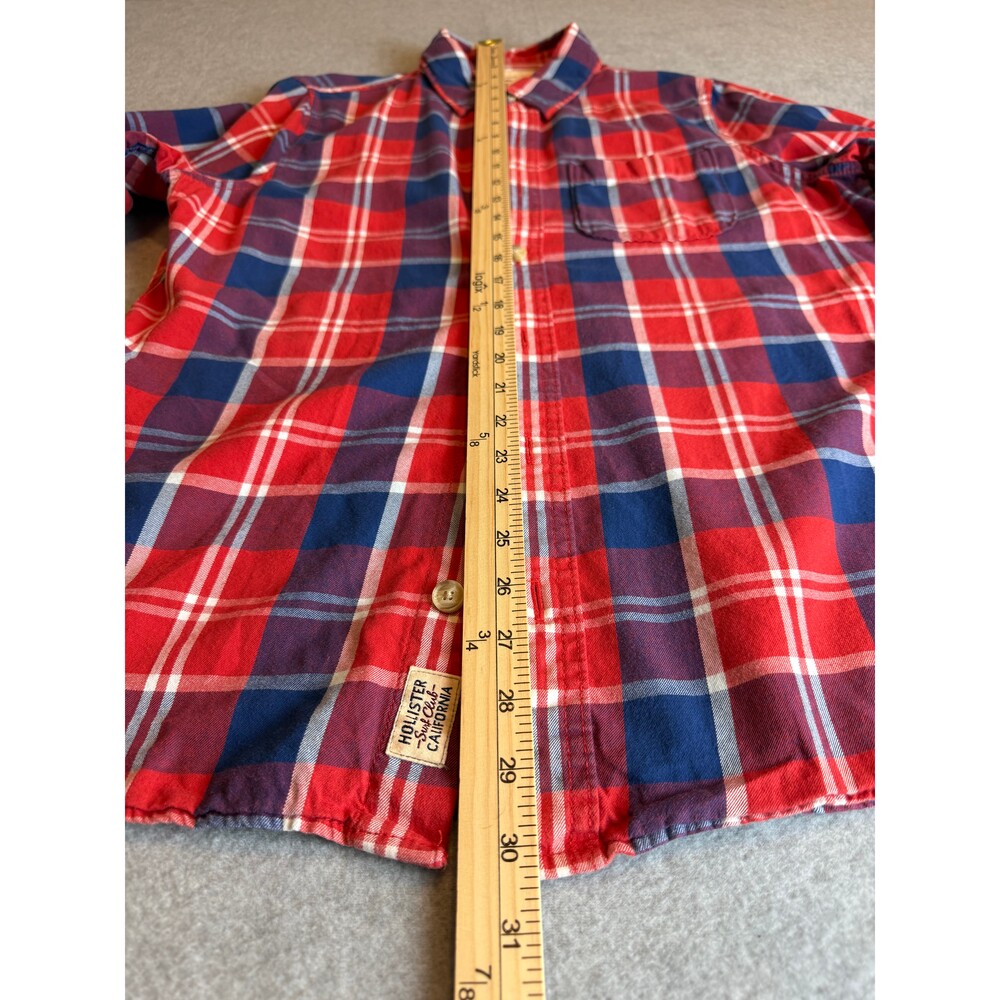Hollister California Plaid Button Front Shirt Red Blue White Size Medium - Picture 3 of 9